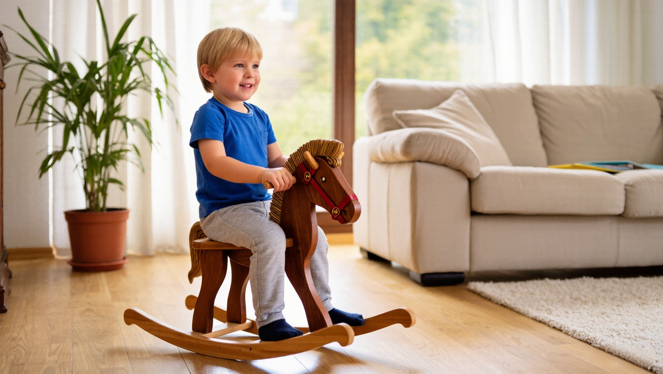 Developmental benefits of rocking horses Diagram showing the developmental benefits of a rocking horse