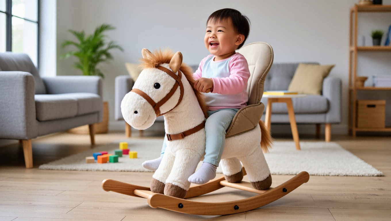 Rocking horse safety features Close-up of safety features on a rocking horse like anti-tip stoppers